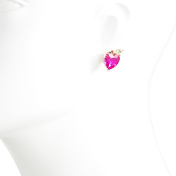 Betsey Johnson Fuchsia Heart Earrings - Picture 5 of 5